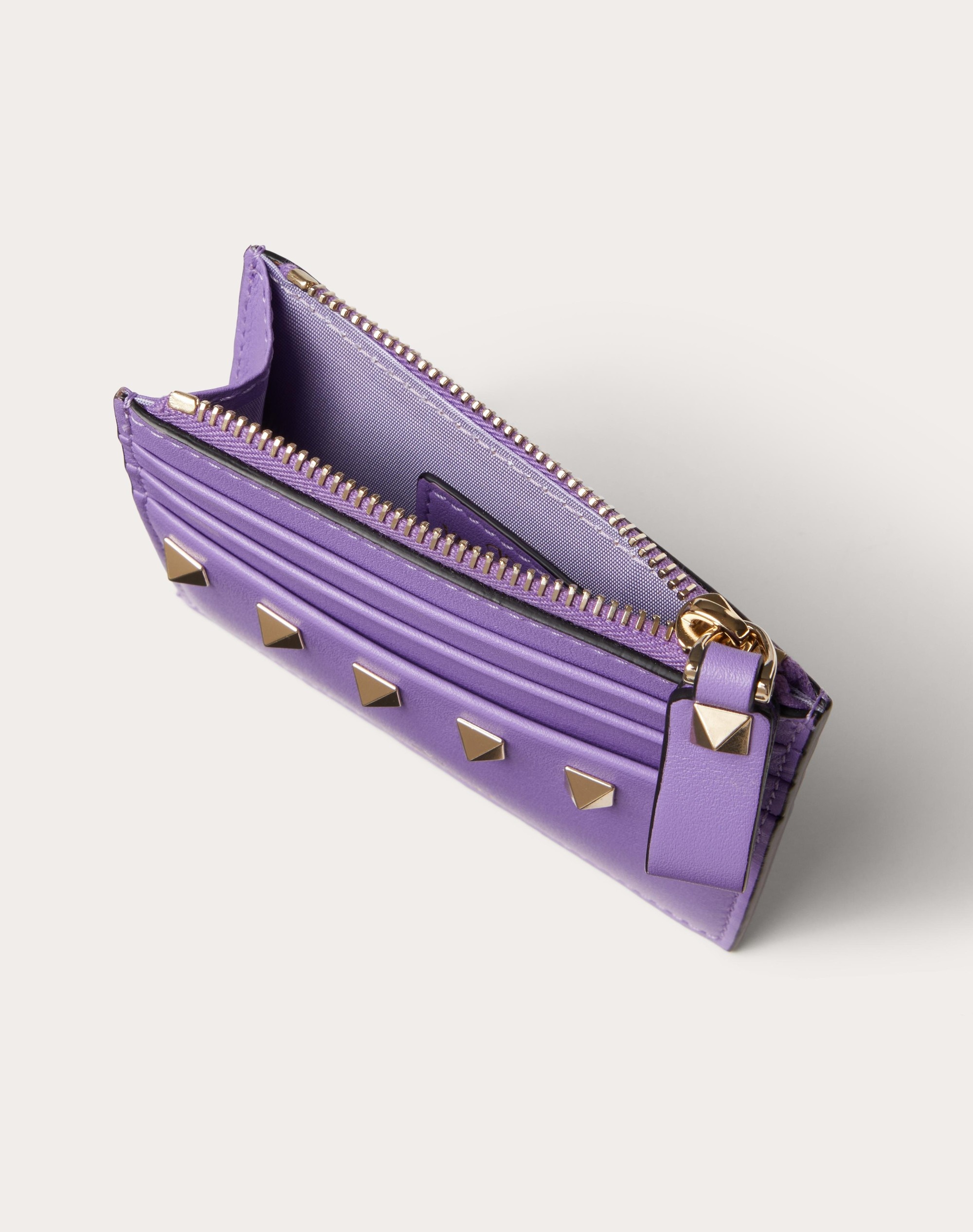 ROCKSTUD CALFSKIN CARDHOLDER WITH ZIPPER - 5