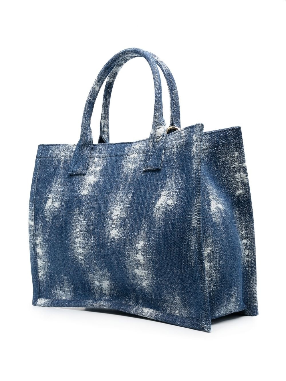 distressed denim tote bag - 4