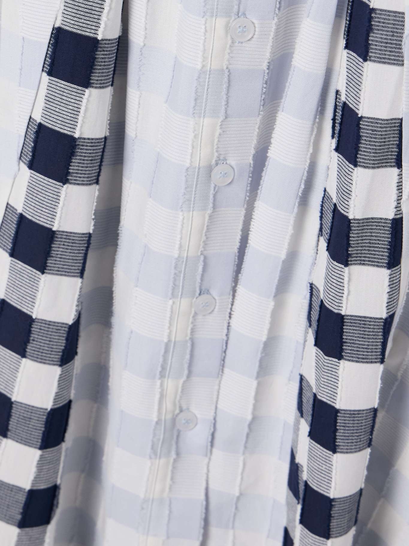 Jazz frayed paneled checked cotton-voile midi shirt dress Blue - 4
