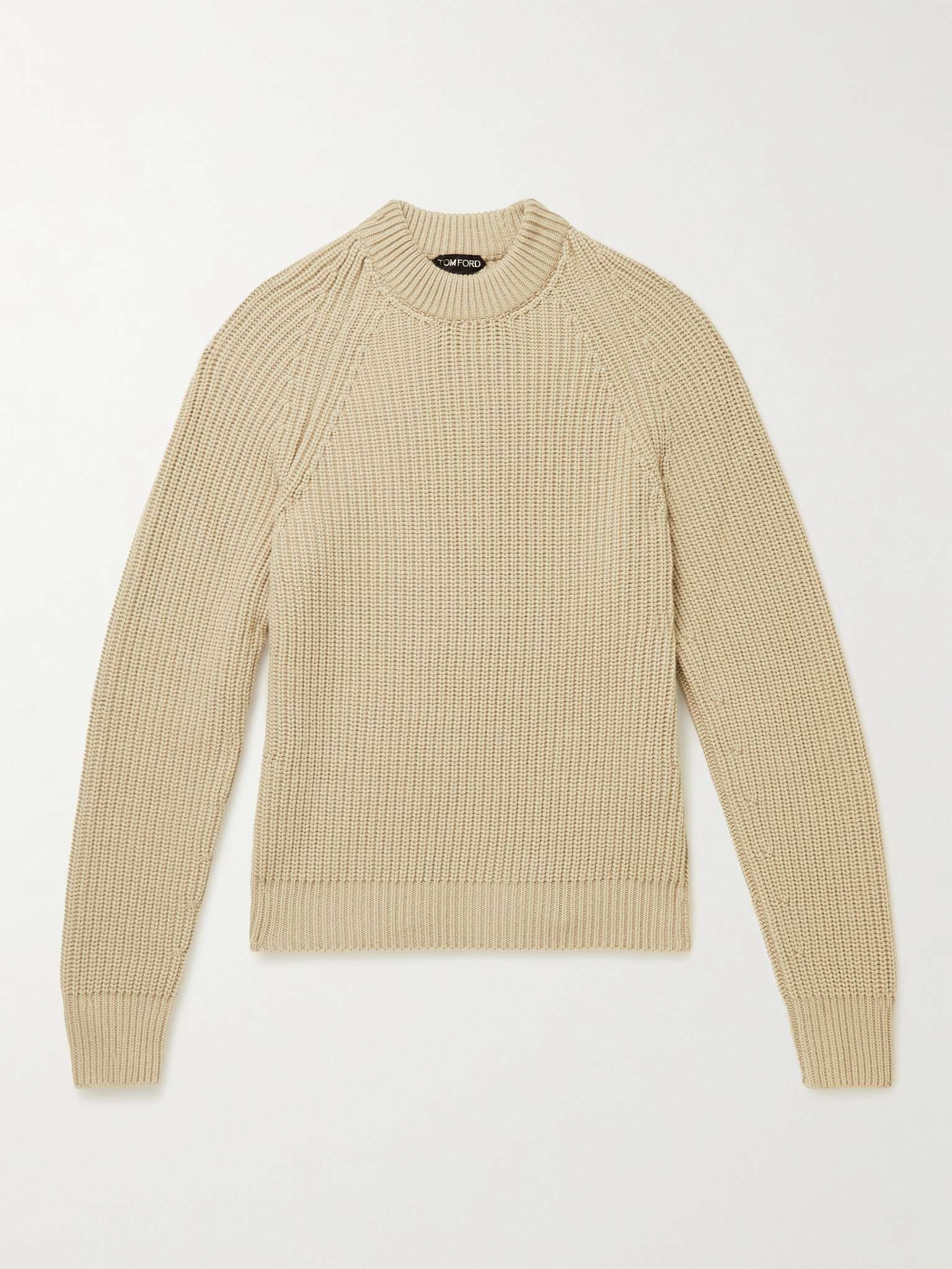 Ribbed Cashmere Mock-Neck Sweater - 1