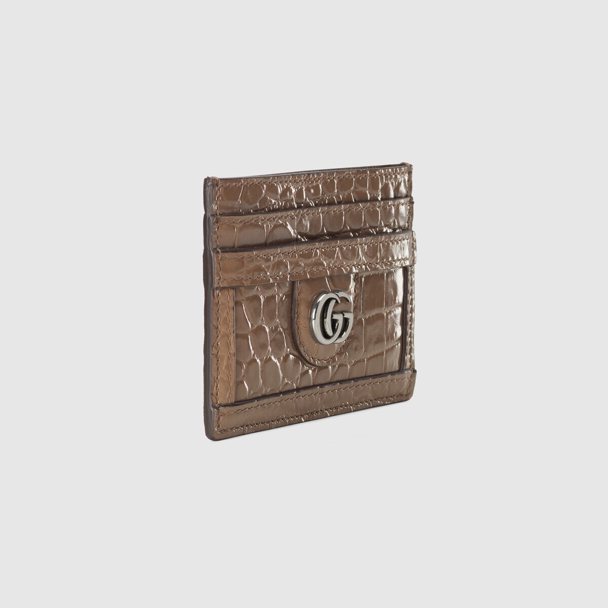 Crocodile card case with Double G - 3