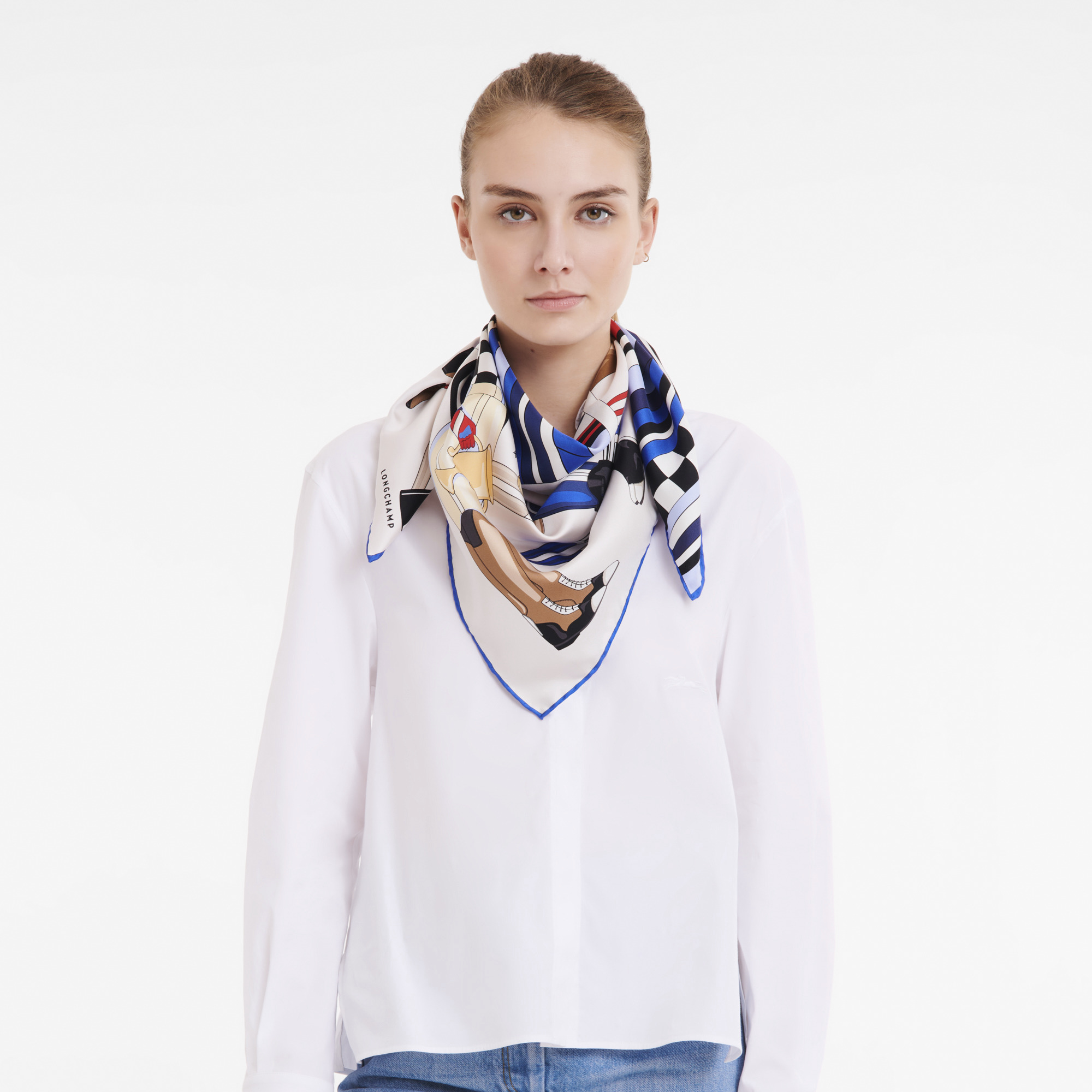 Jockey Longchamp Silk scarf 90 Ivory - OTHER - 2