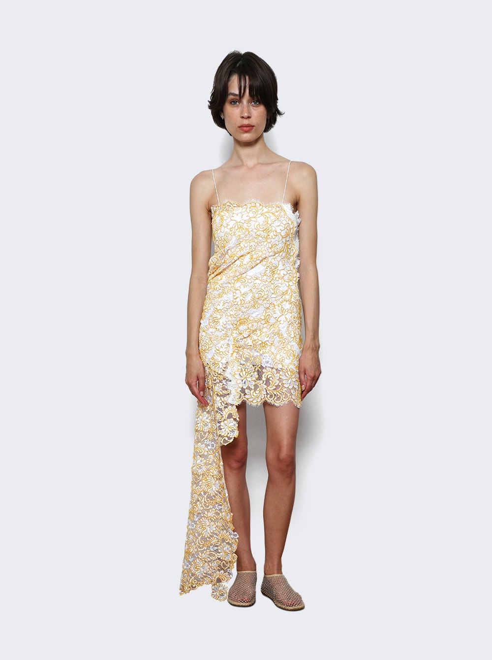 Floating Lace Cami Mini Dress Signal Yellow - 2