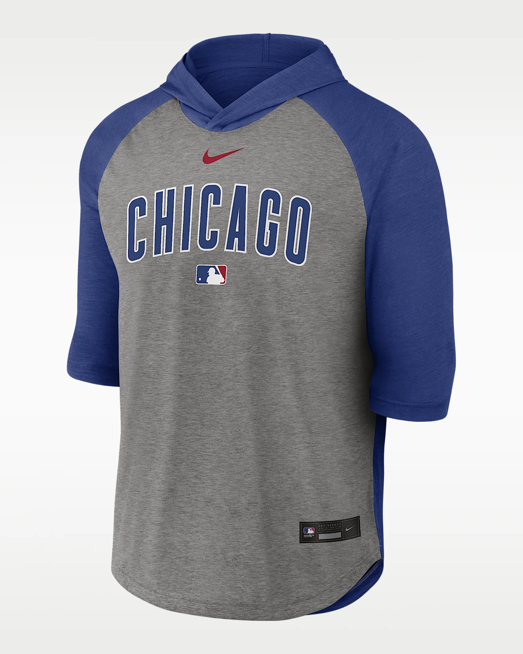 Chicago Cubs Authentic Collection Flux Men's Nike Dri-FIT MLB 3/4-Sleeve Hooded T-Shirt - 1