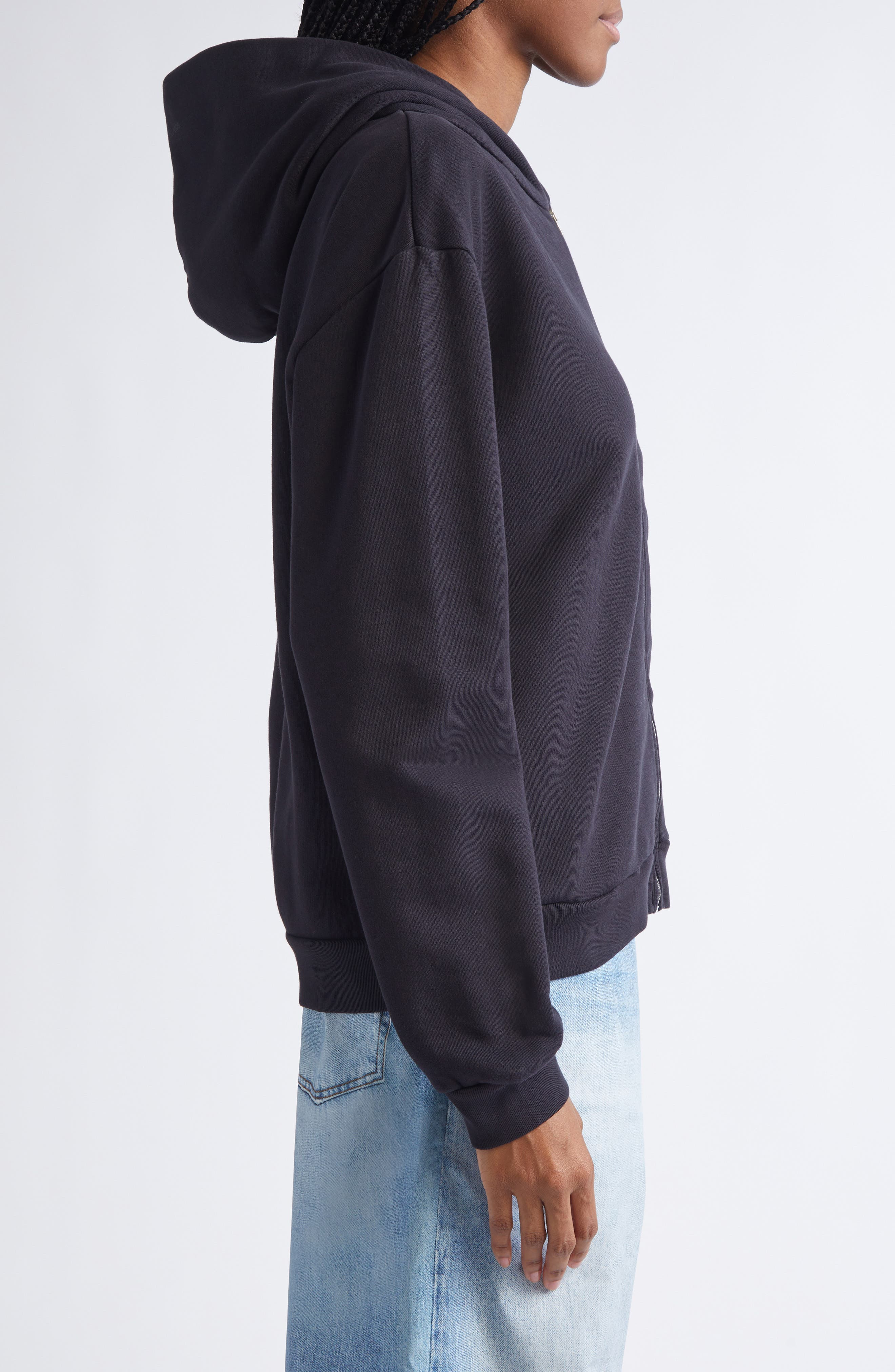 Acne Studios Fupiter Face Patch Fleece Zip Hoodie in Black at Nordstrom - 4