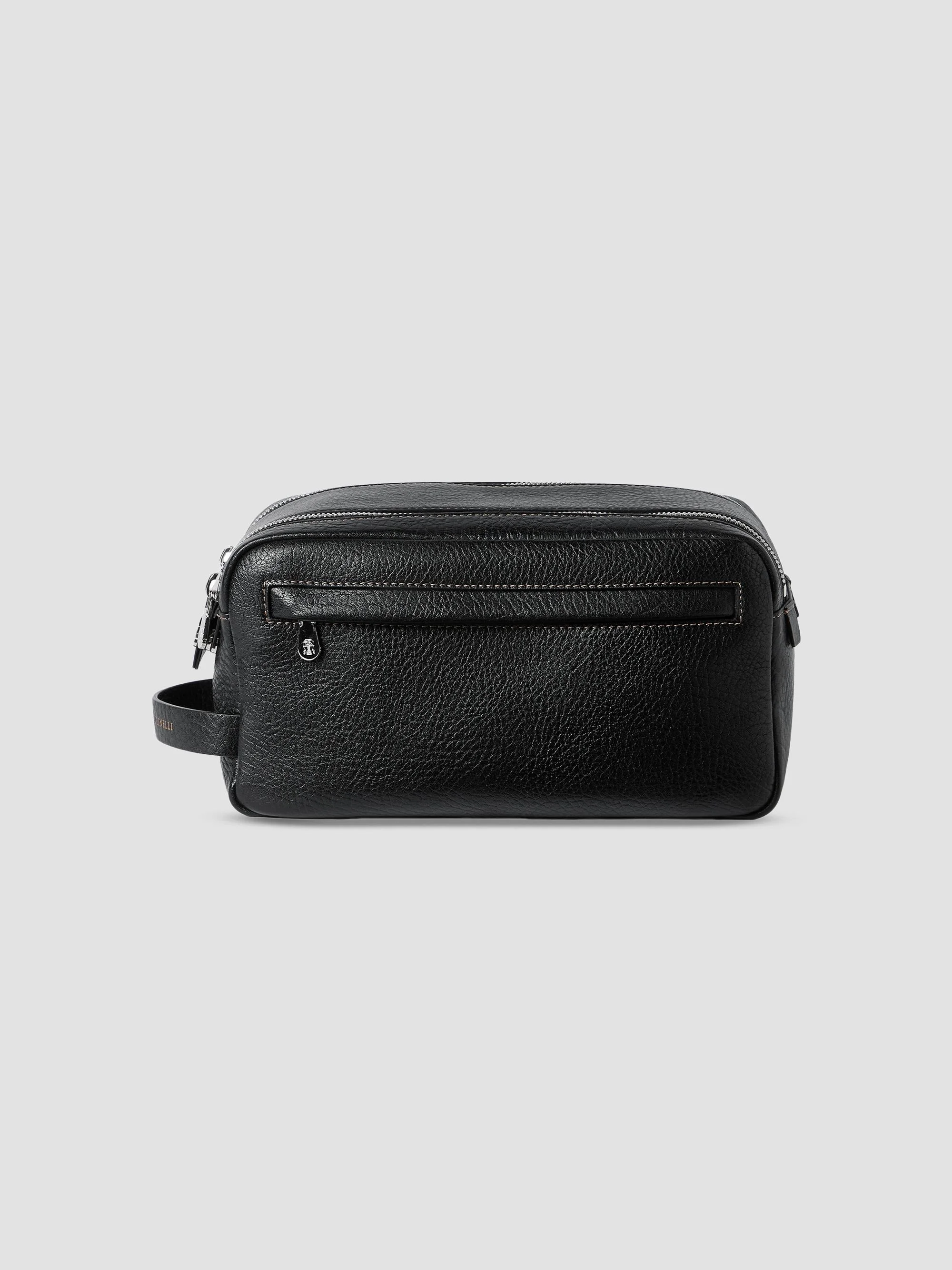 Grained Calfskin Beauty Case with Double Zipper - Black - 1