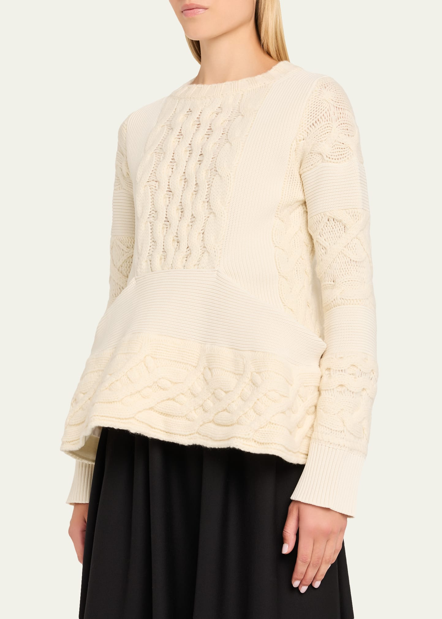 Cable Knit Peplum Sweater - 4