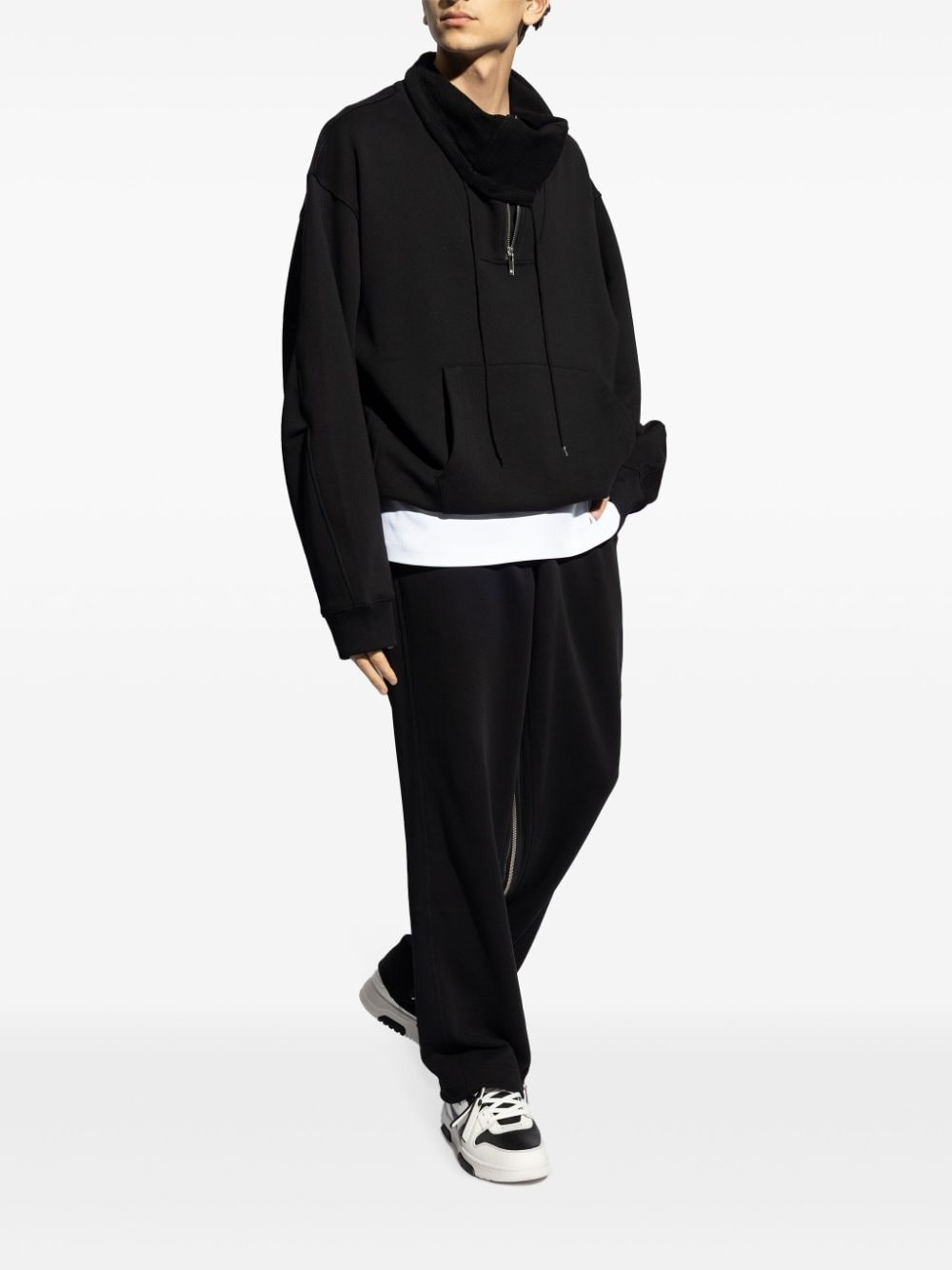 drawstring stand-up collar sweatshirt - 2