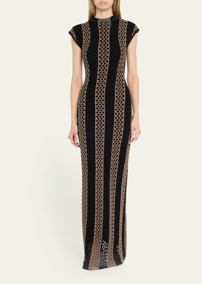 diotima Neale Open-Knit Stripe Maxi Dress outlook