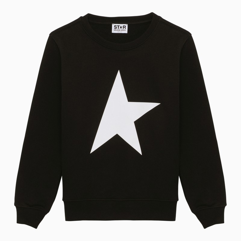 Black cotton crewneck sweatshirt with logo print - 1