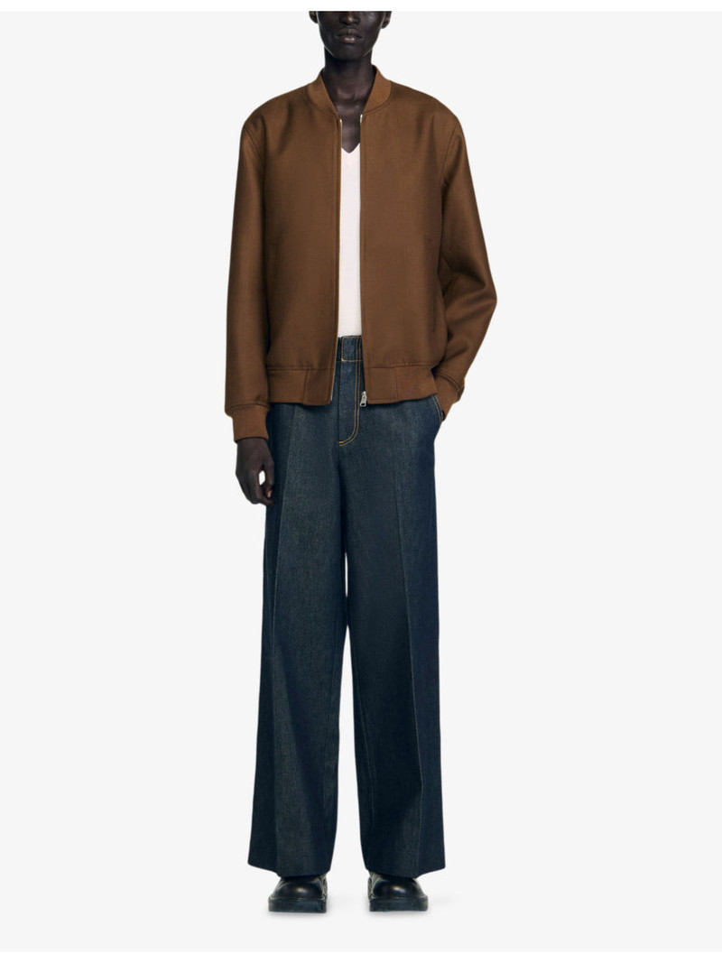 Sandro Regular-fit ribbed-collar wool-blend bomber jacket outlook