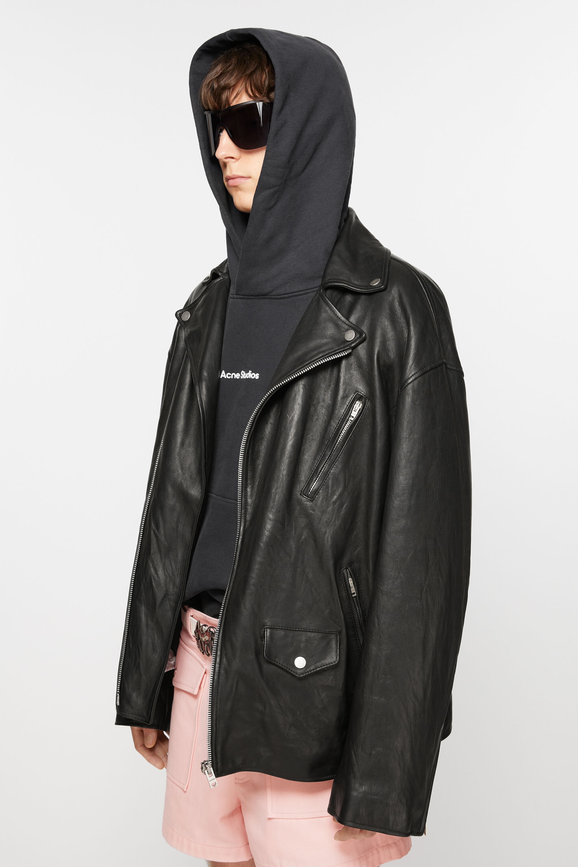 Distressed leather jacket - Black - 3