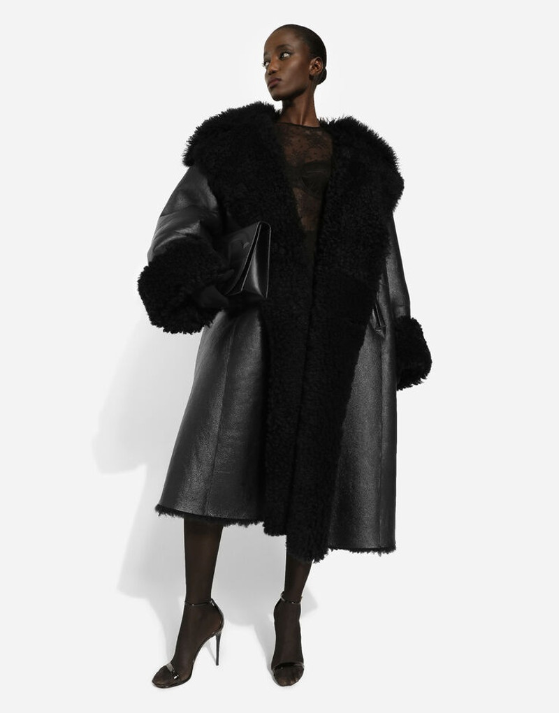 Double-breasted shearling coat 6