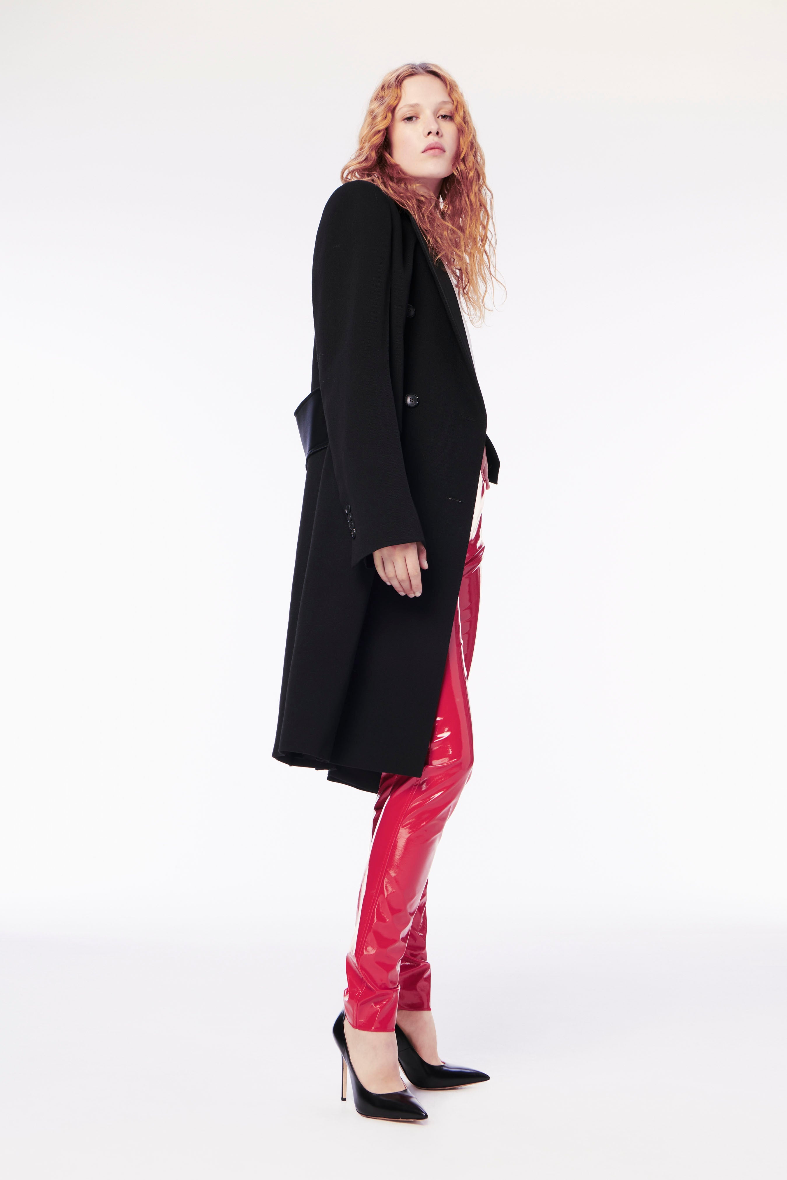 Double Breasted Tuxedo Coat in Black - 2