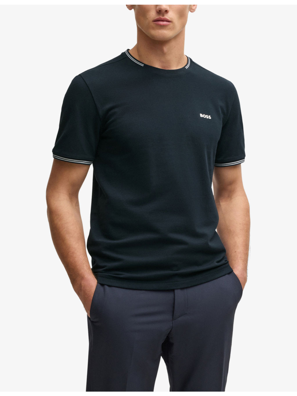 Branded Contrast-Trim Stretch-Cotton T-Shirt - 3