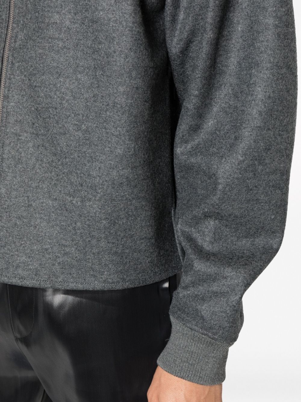 zip-up wool bomber jacket - 5