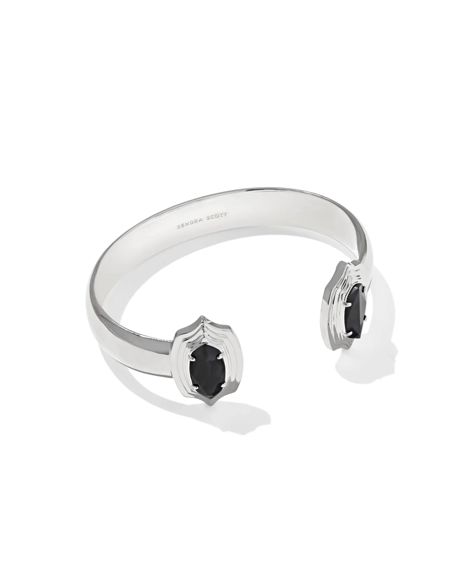 Elton Stepped Frame Silver Cuff Bracelet - 1
