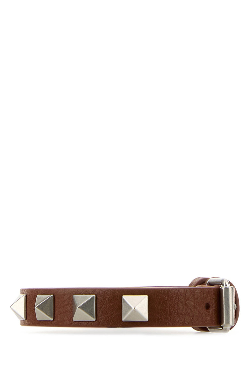 Valentino Caramel leather Rockstud bracelet outlook