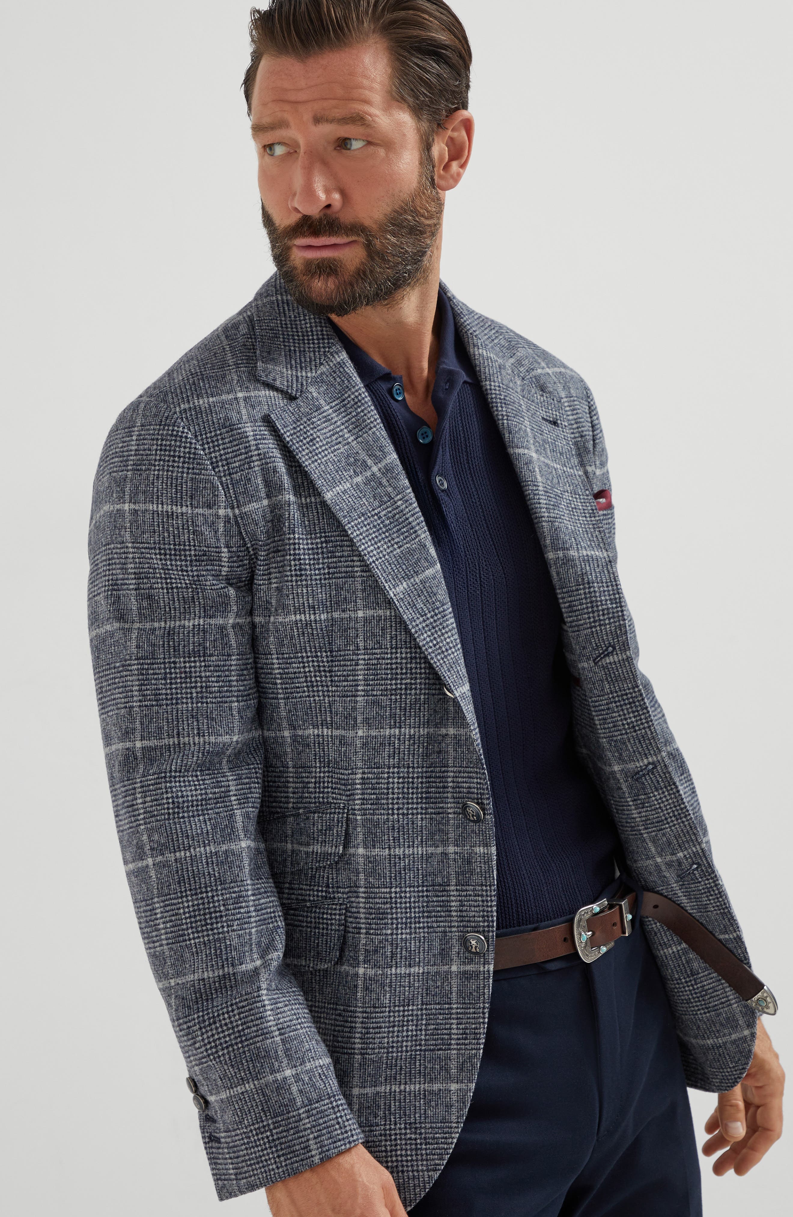 Brunello Cucinelli Rib knit polo in Navy Blue at Nordstrom - 5