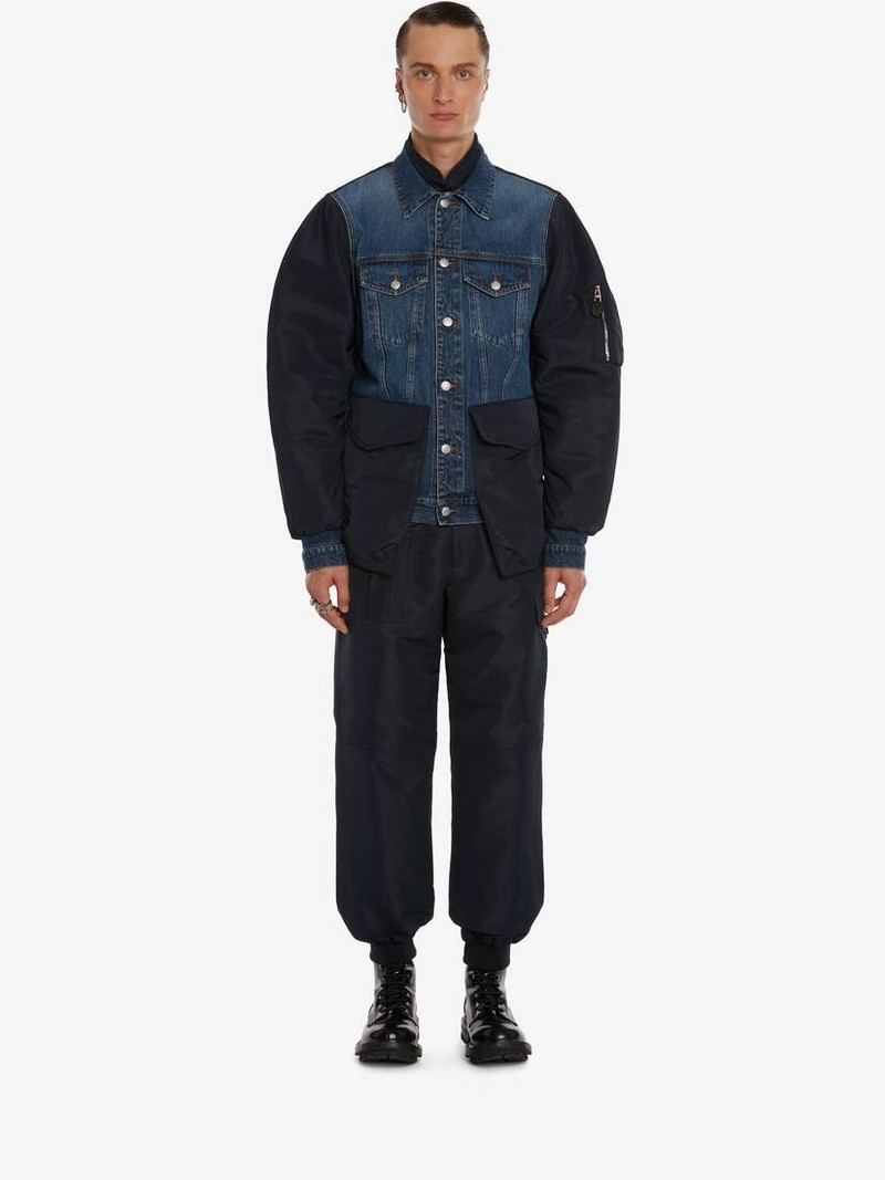 Alexander McQueen Hybrid Denim Jacket in Indigo outlook