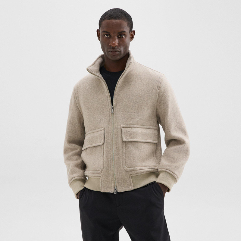 Straight Bomber Jacket in Mélange Wool-Blend Melton 1