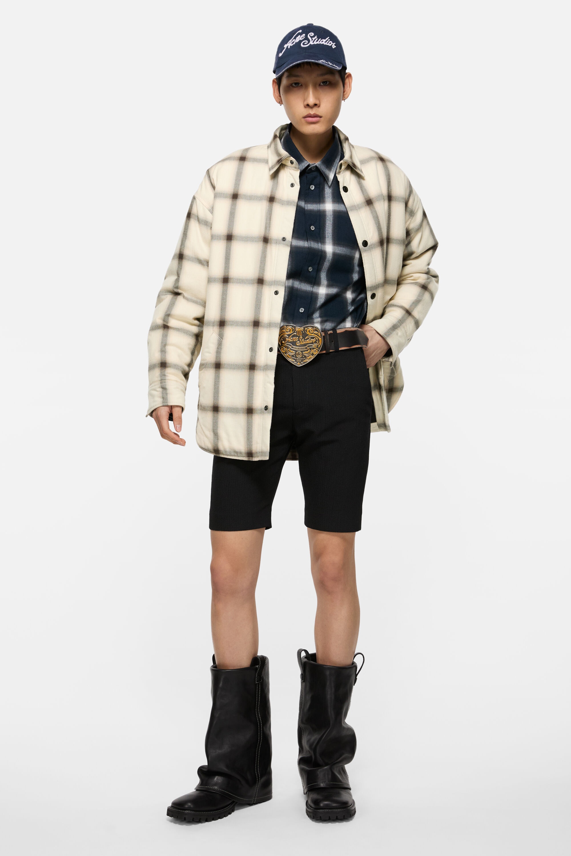 Flannel button-up shirt - Beige/multi - 2