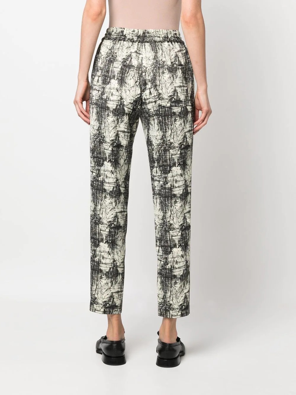 drawstring-waist patterned trousers - 4