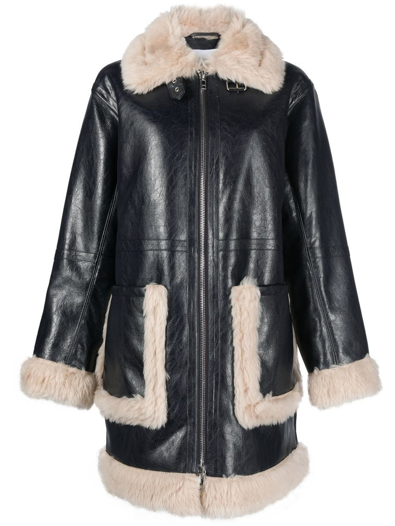 Haley shearling-trimmed faux-leather coat 1