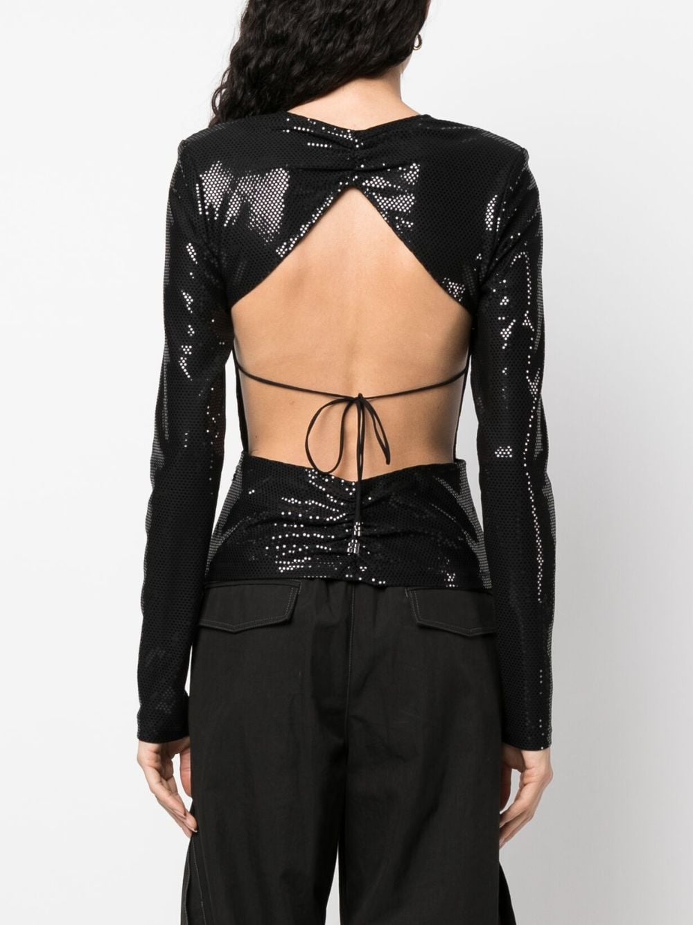 sequin-embellished open-back top - 4