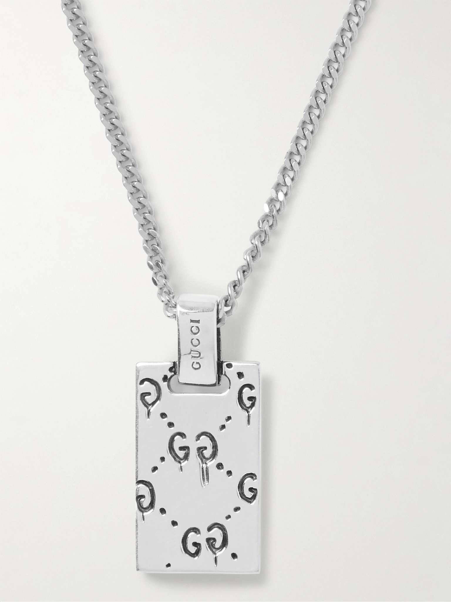 Logo-Engraved Silver Pendant Necklace - 4