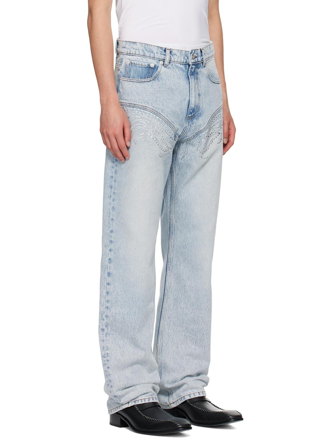 SSENSE Exclusive Blue Crystal Jeans - 2