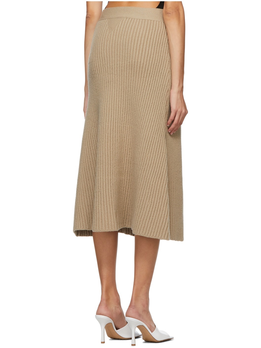 Beige Wool Rib Skirt - 3