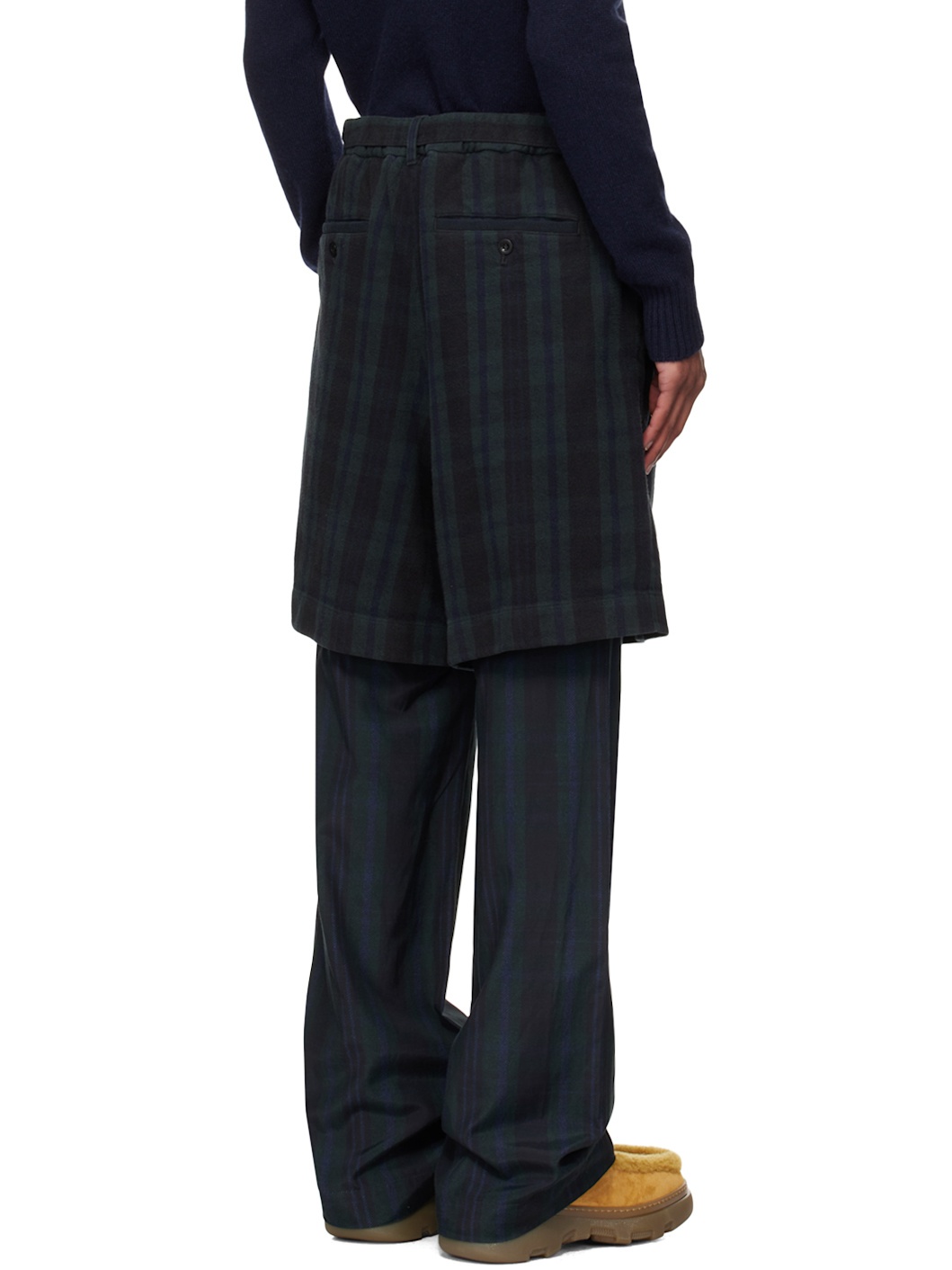 Black & Green Plaid Trousers - 3