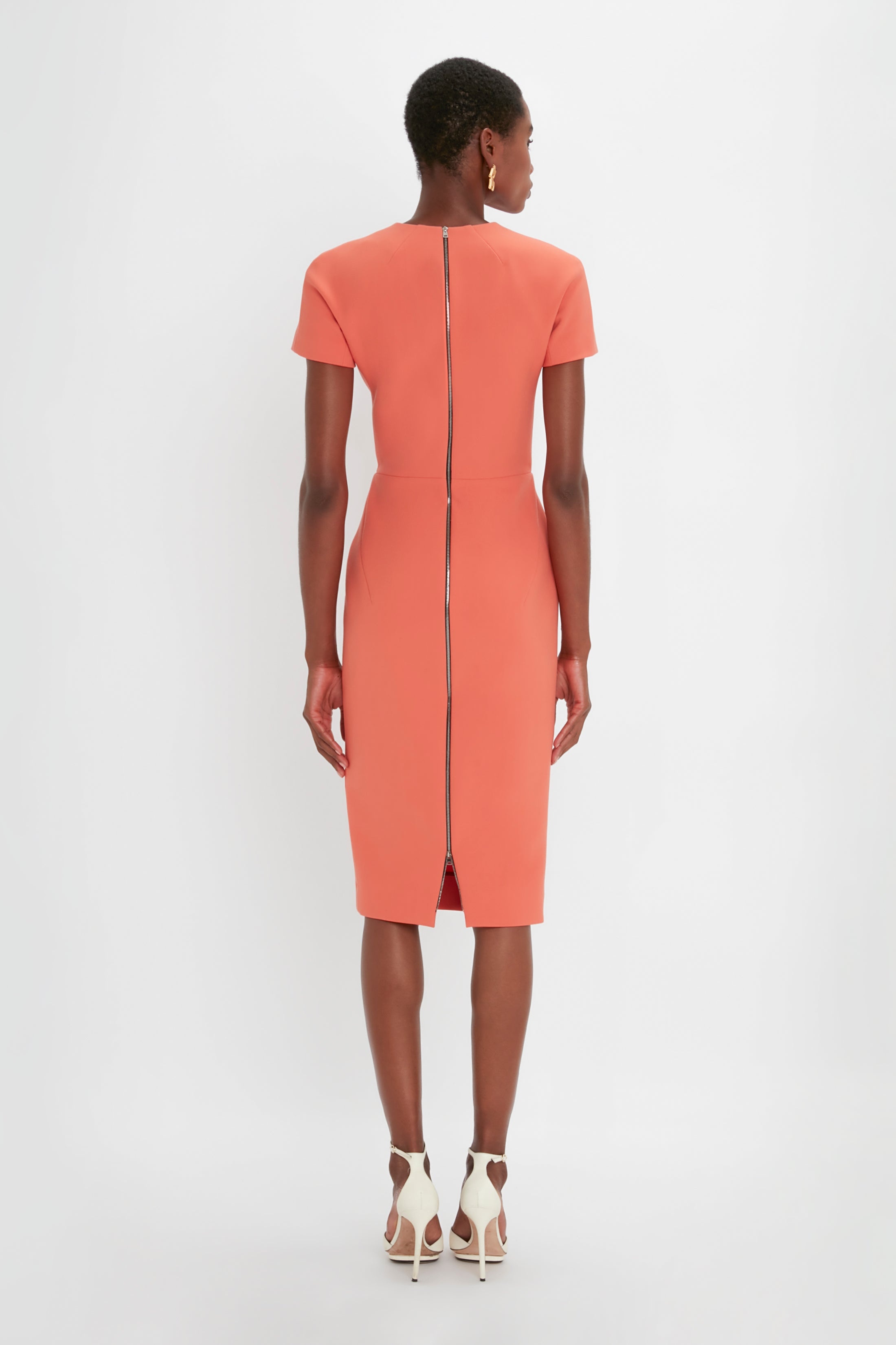 Fitted T-Shirt Dress In Papaya - 4