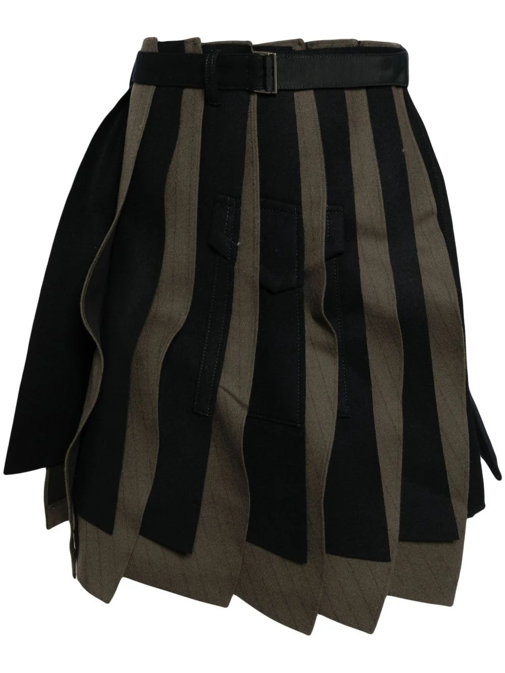 asymmetric pleated wool skirt - 1