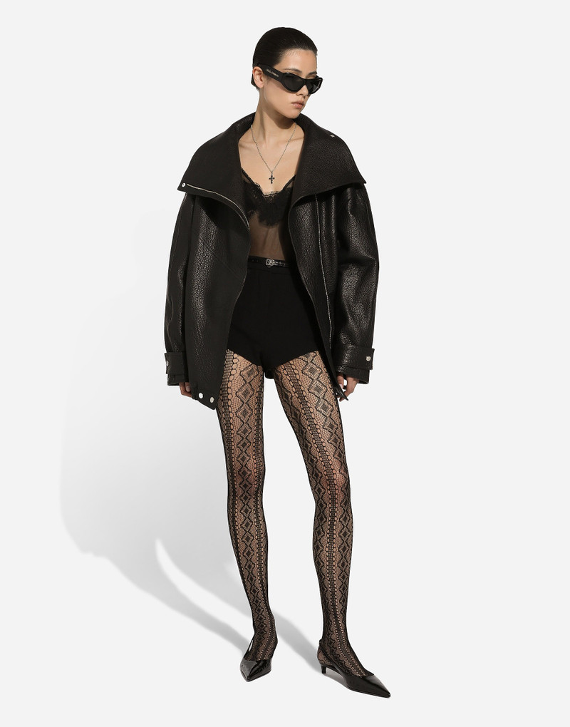 Dolce & Gabbana Oversize vegetable-tanned lambskin biker jacket outlook