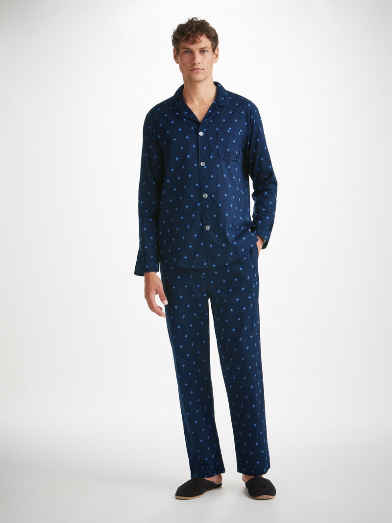 Men's Modern Fit Pyjamas Nelson 98 Cotton Batiste Navy - 2