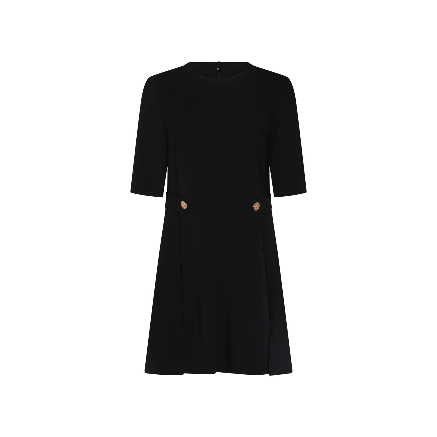 BLACK VISCOSE MINI DRESS - 1