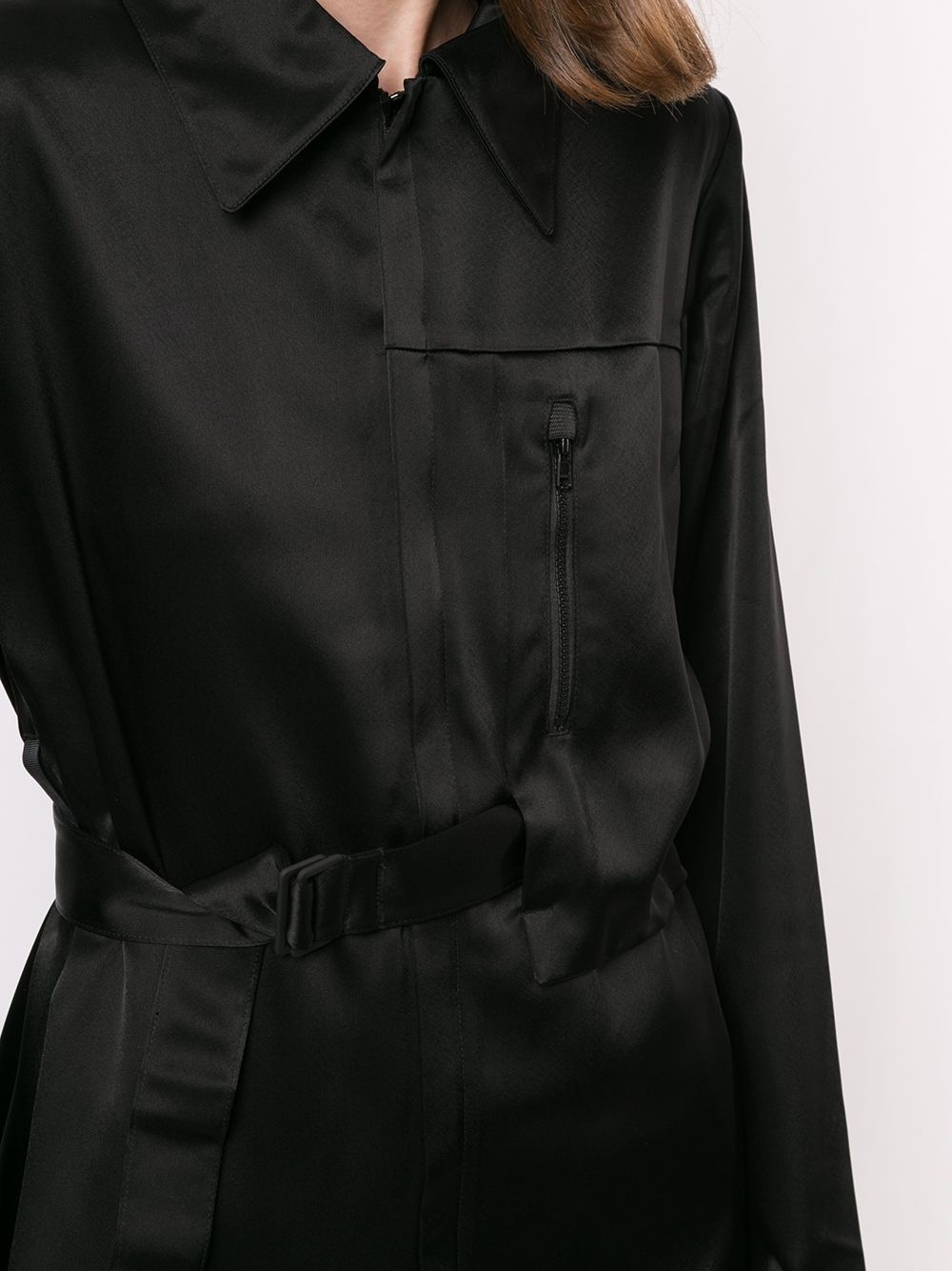 asymmetric belted satin shirt - 5