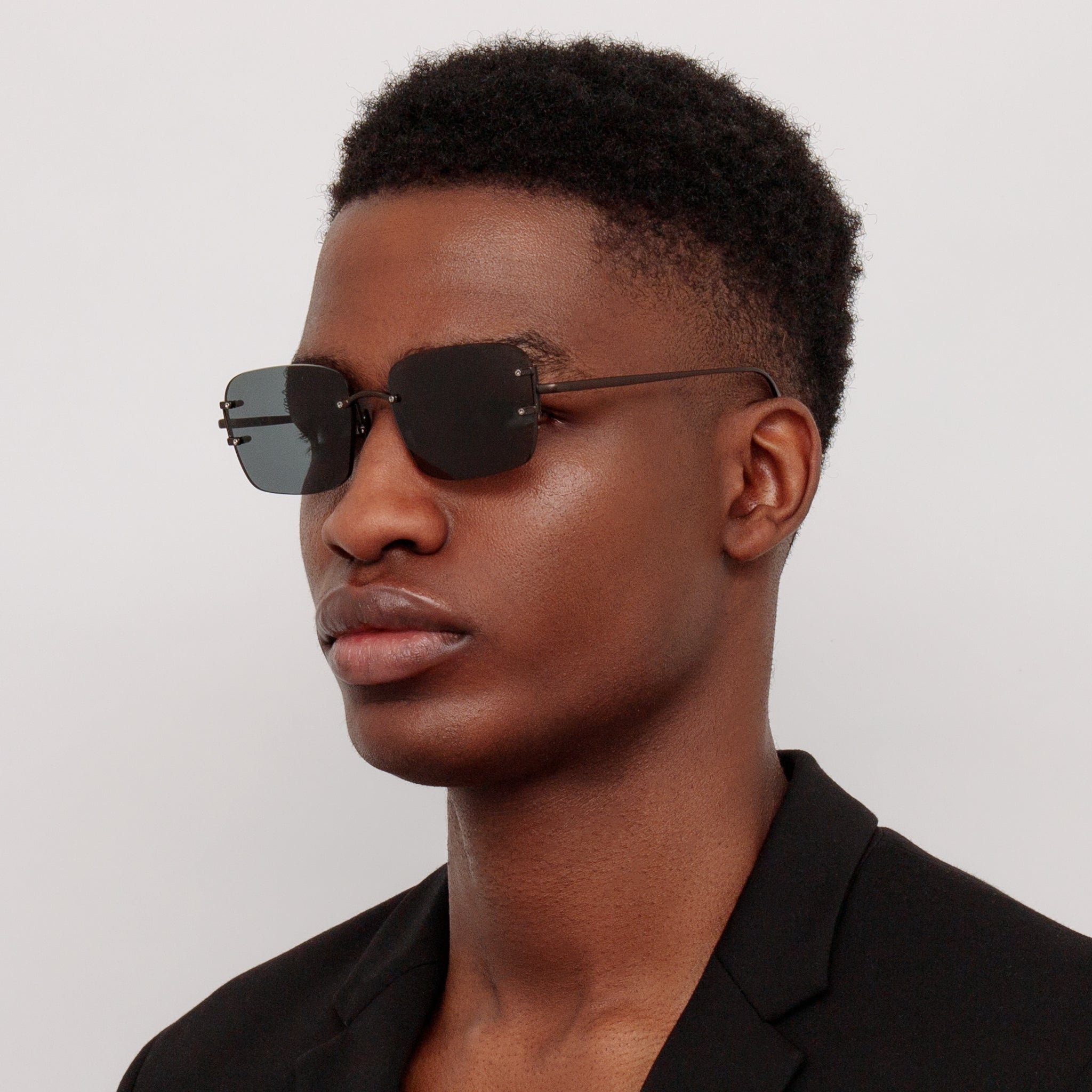 Sasha Square Sunglasses in Black and Matt Nickel - 2