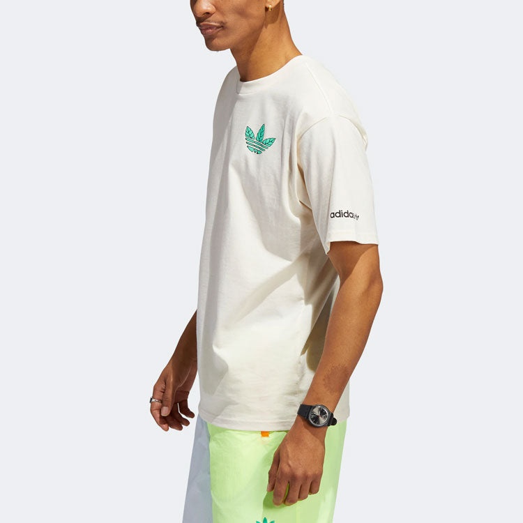 adidas originals Trefoil Leaves Back Large Logo Alphabet Printing Athleisure Casual Sports Short Sle - 5