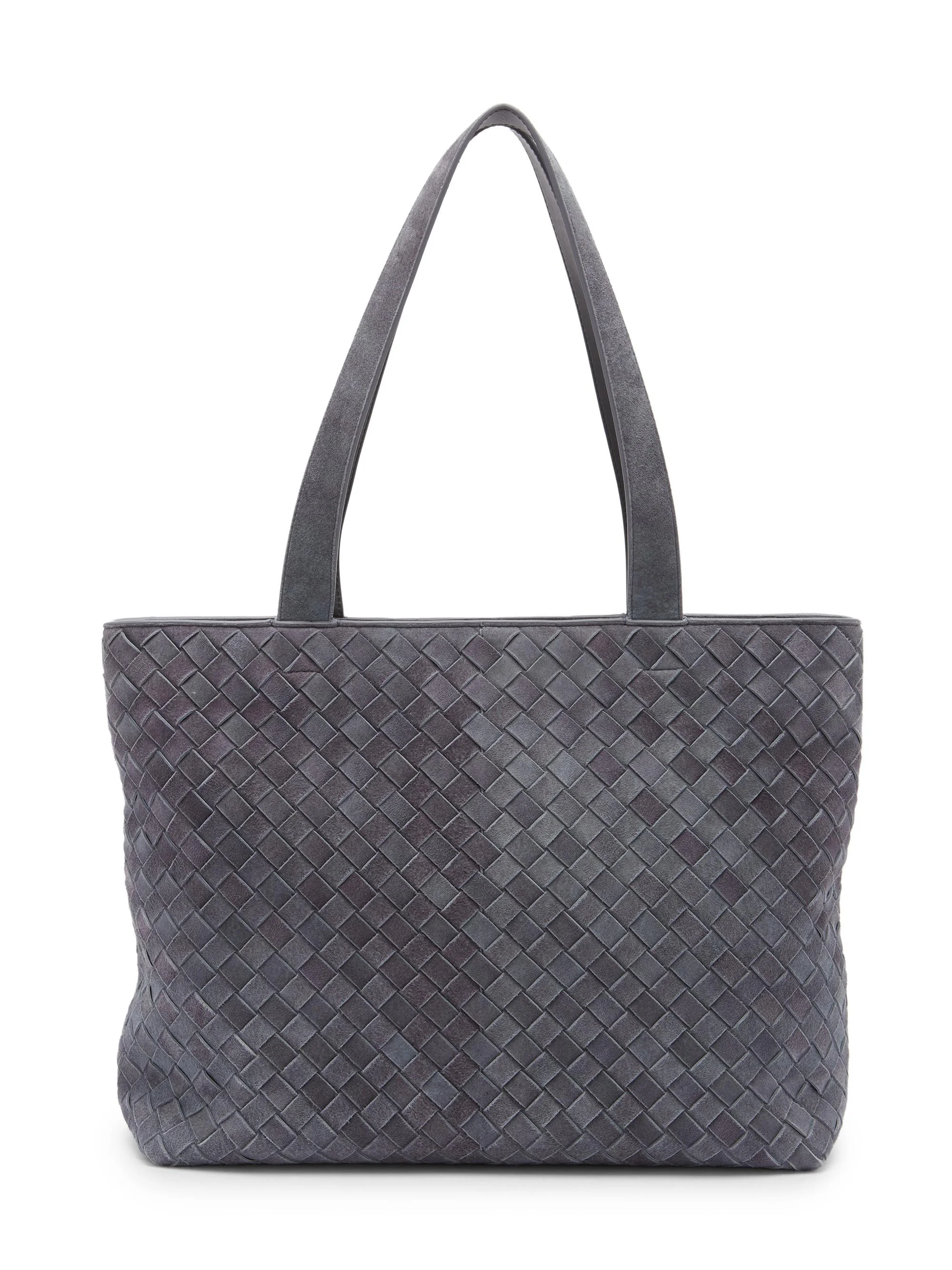 Men's Small Intrecciato Suede Zip Tote Bag - Cloudy - 1
