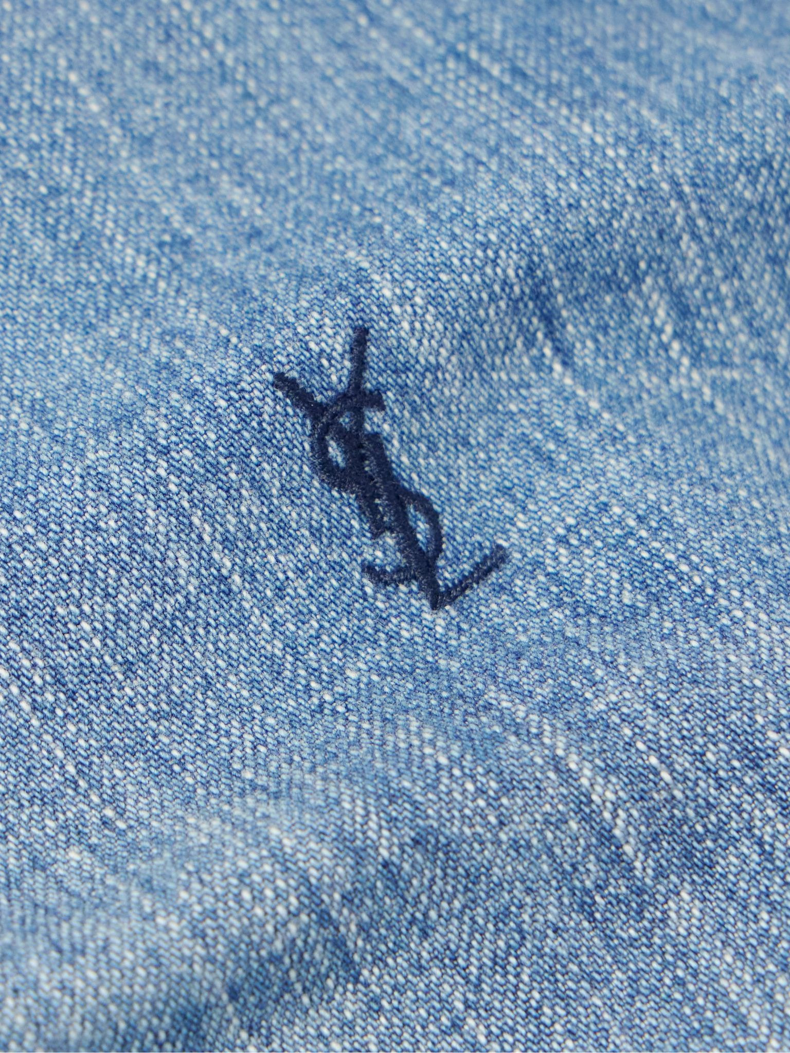 Logo-Embroidered Denim Shirt Blue - 4