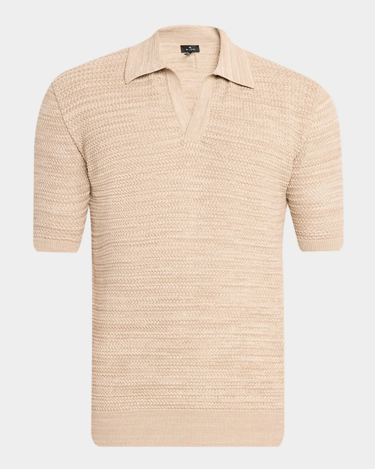 Men's Johnny Collar Open-Knit Polo Sweater - 1