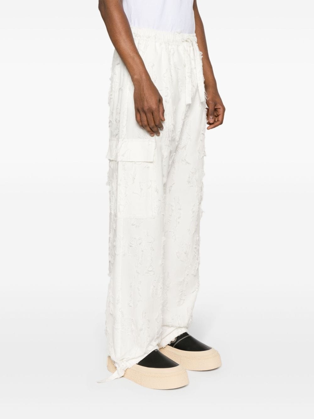 distressed-effect cotton trousers - 3