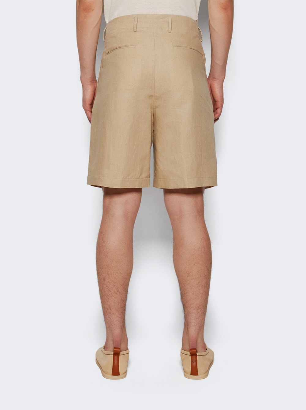 Joetsu Tropical Linen Bermuda Shorts Cornstalk Beige - 5
