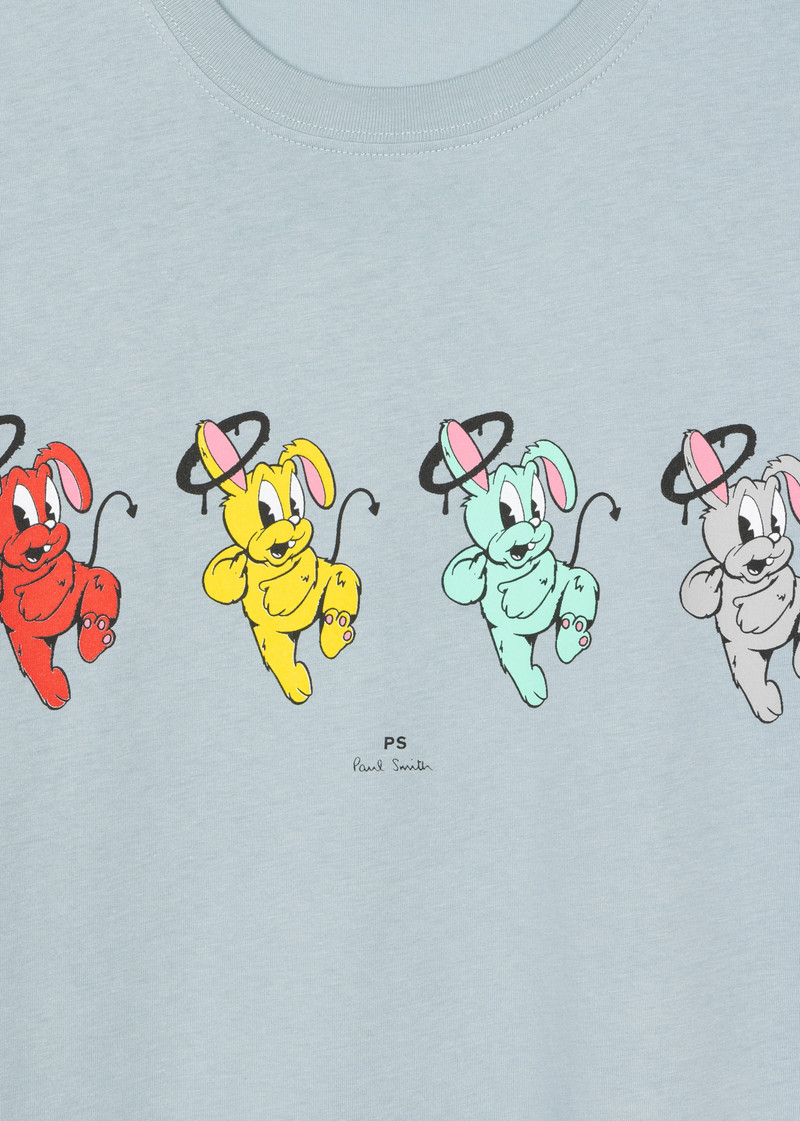 Paul Smith Light Blue 'Bunny Repeat' Print T-Shirt outlook