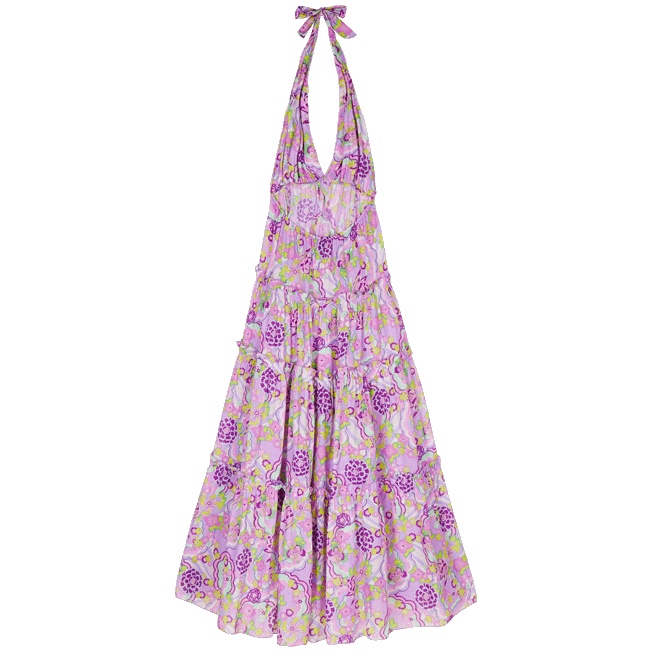 Women Long Cotton Dress Rainbow Flowers - 2