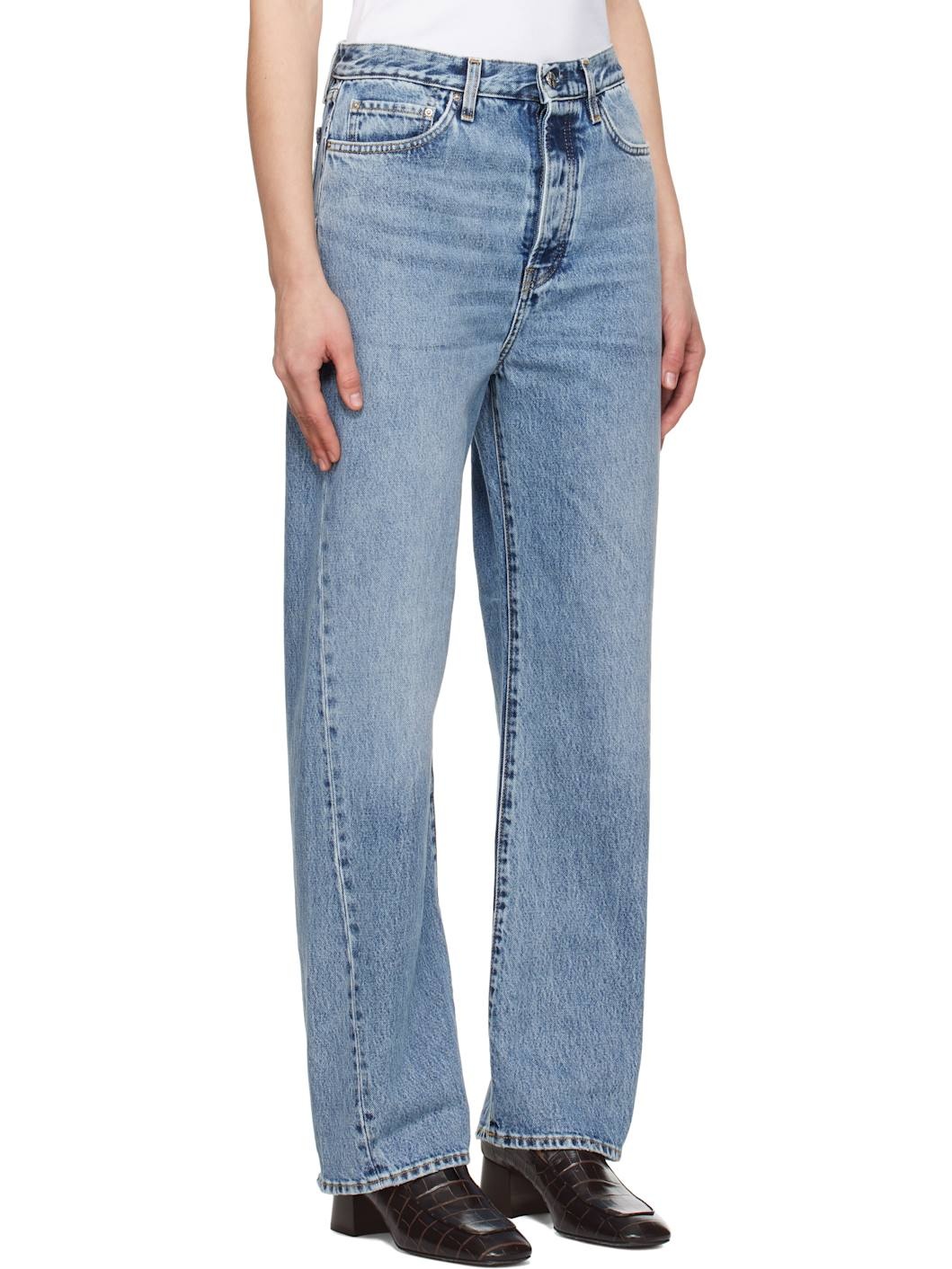 Blue Twisted Seam Full-Length Jeans - 2