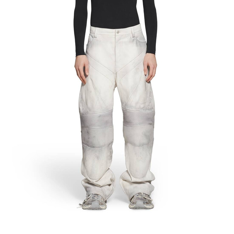 Men's Biker Baggy Pants in White 5